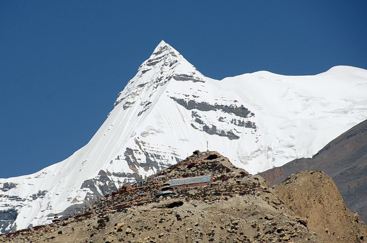 10 Chako 6704m Towers Above Tashi Lhakhang Gompa From Trail Near Phu 